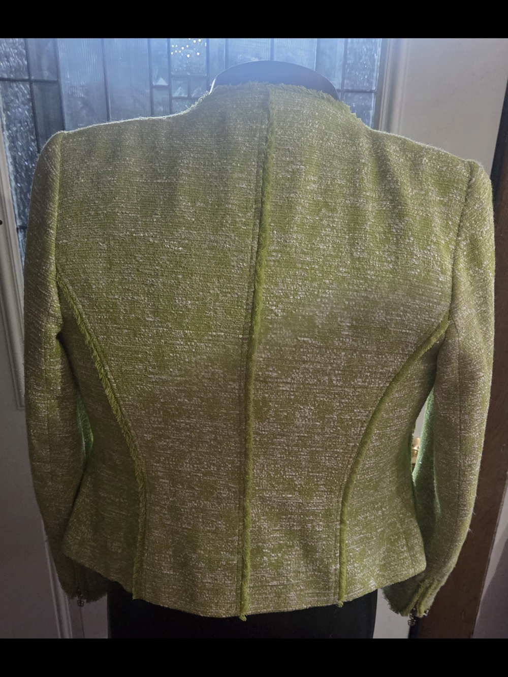 BASLER Women's Lime Green Tweed Jacket - Tailored Back Seams, Size Us 8